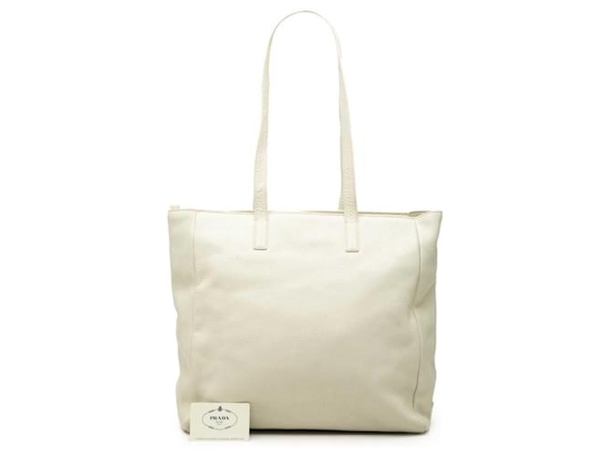 Prada Triangle Logo Plate Tote Bag Weiß Grün - Ansicht 6