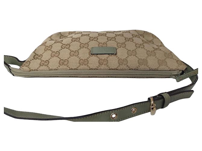 Sac bandoulière Gucci GG Supreme Beige et Vert Marron clair - vue 2