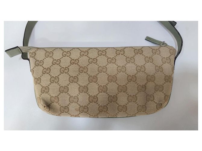 Sac bandoulière Gucci GG Supreme Beige et Vert Marron clair - vista 8