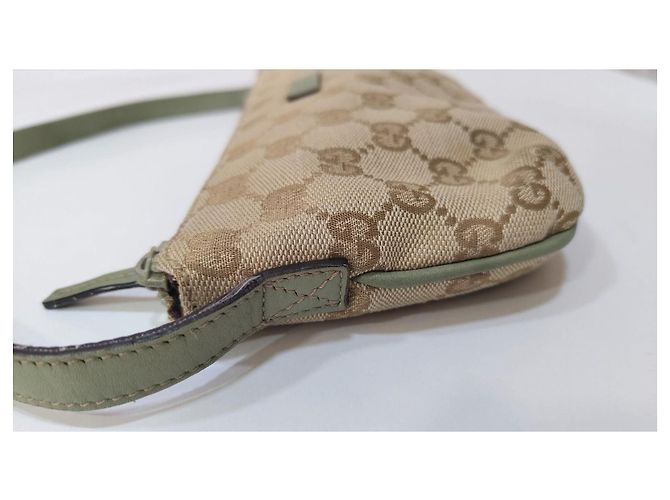 Sac bandoulière Gucci GG Supreme Beige et Vert Marron clair - vista 9