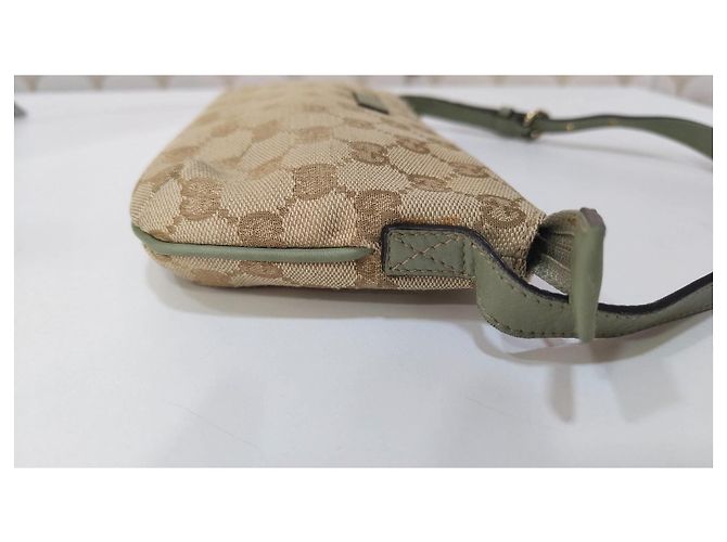 Sac bandoulière Gucci GG Supreme Beige et Vert Marron clair - vista 10