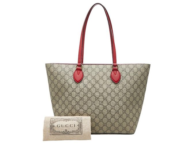 Borsa Tote Gucci GG Supreme Rosa Rosso Beige - vista 11