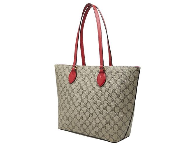 Borsa Tote Gucci GG Supreme Rosa Rosso Beige - vista 2