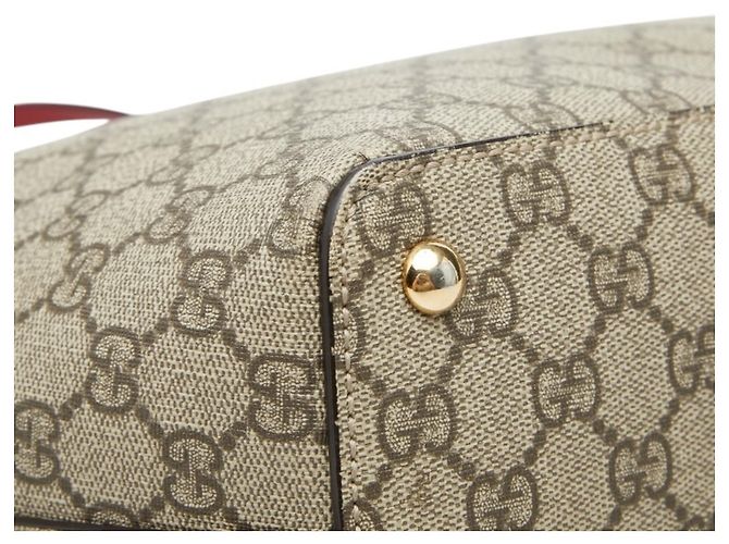 Borsa Tote Gucci GG Supreme Rosa Rosso Beige - vista 7