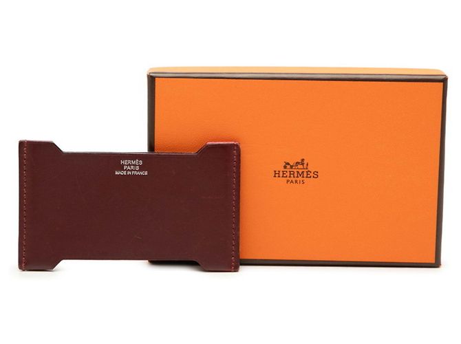 Hermès Hermes Manhattan Card Case in Bordeaux Leather Red Dark red - view 6