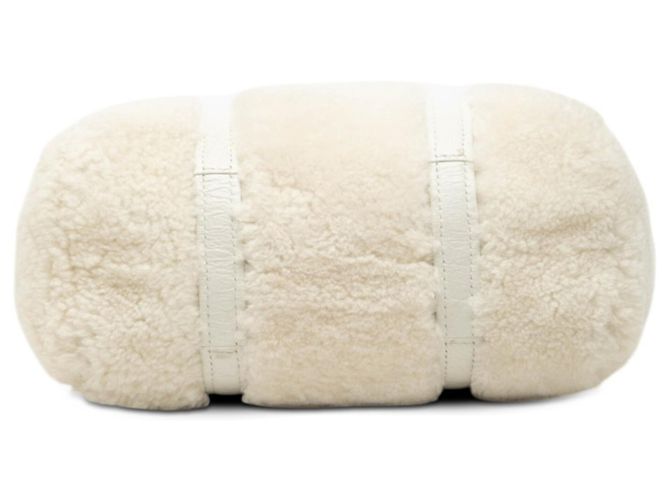 Borsa piccola Balenciaga Barbes in shearling bianco - vista 3