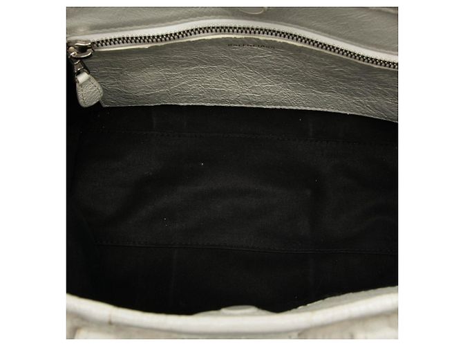 Borsa piccola Balenciaga Barbes in shearling bianco - vista 4