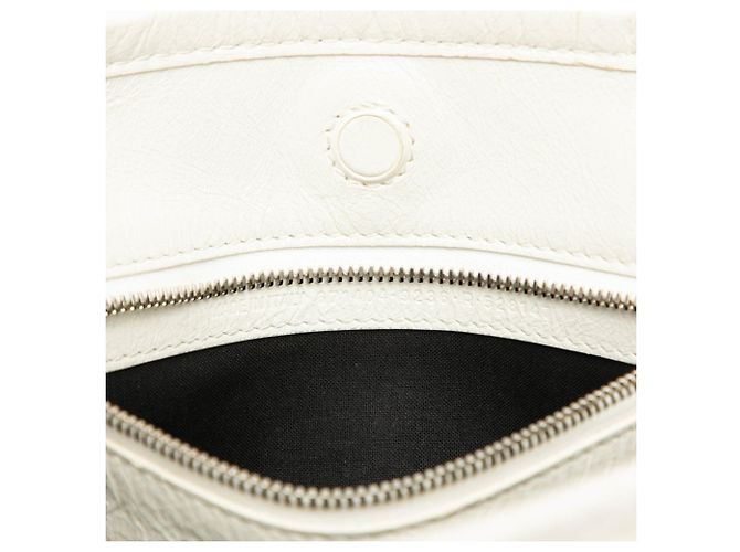 Borsa piccola Balenciaga Barbes in shearling bianco - vista 5