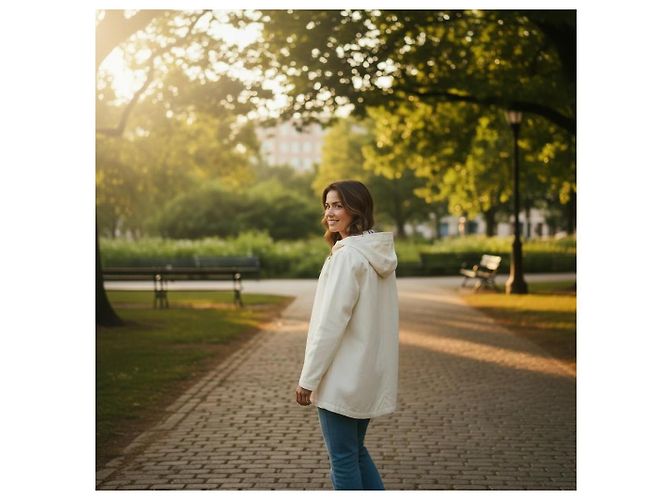 Herno Officina Tessile Trench de Algodón con Capucha - Off White Blanco - vista 11