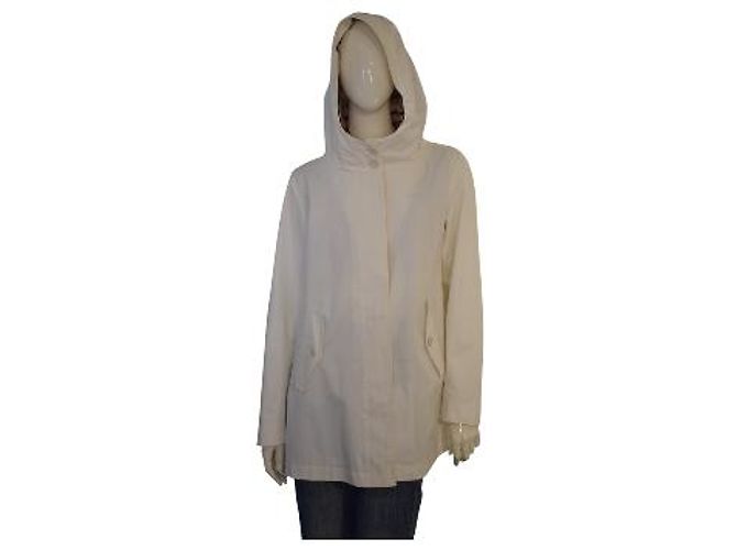 Herno Officina Tessile Trench de Algodón con Capucha - Off White Blanco - vista 12