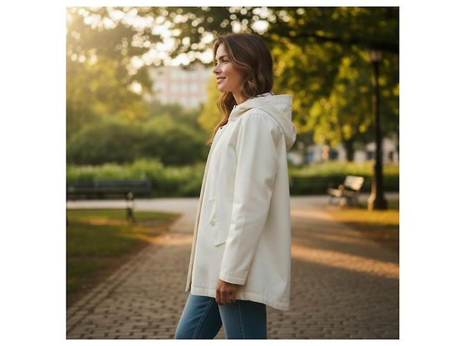 Herno Officina Tessile Trench de Algodón con Capucha - Off White Blanco - vista 2