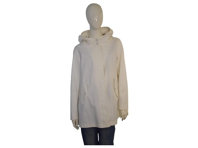 Herno Officina Tessile Trench de Algodón con Capucha - Off White Blanco - vista 3
