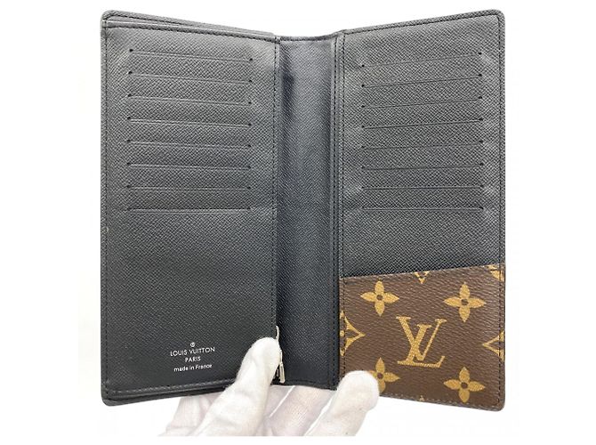 Louis Vuitton Monogram Macassar Portefeuille Brazza Long Wallet Marrone - vista 3