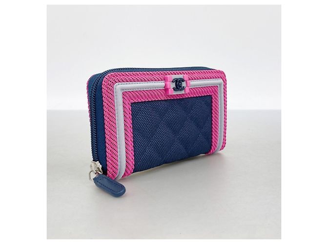 Le Boy Carteira Boy em tecido Chanel Navy Pink Rosa Azul marinho - vista 2