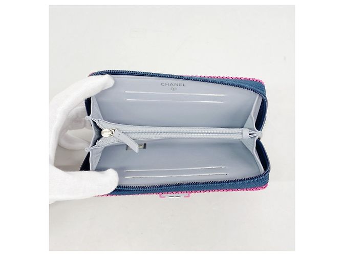 Le Boy Carteira Boy em tecido Chanel Navy Pink Rosa Azul marinho - vista 3