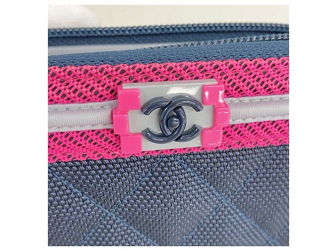 Le Boy Carteira Boy em tecido Chanel Navy Pink Rosa Azul marinho - vista 7