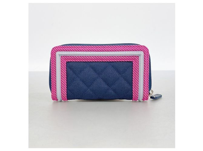 Le Boy Carteira Boy em tecido Chanel Navy Pink Rosa Azul marinho - vista 8