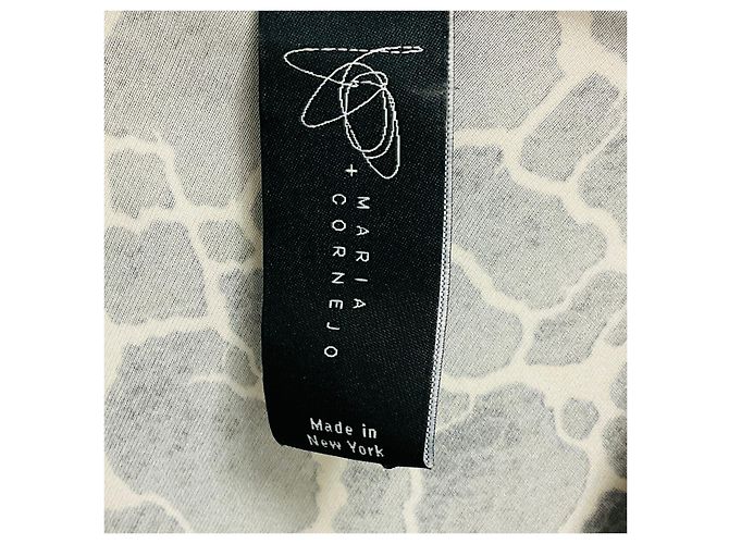 Autre Marque Abito senza maniche in seta con scollo a V e stampa nero / avorio Zero + Maria Cornejo - vista 4