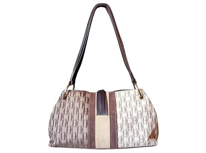 Carolina Herrera Borsa a Spalla Monogram Marrone Beige - vista 5
