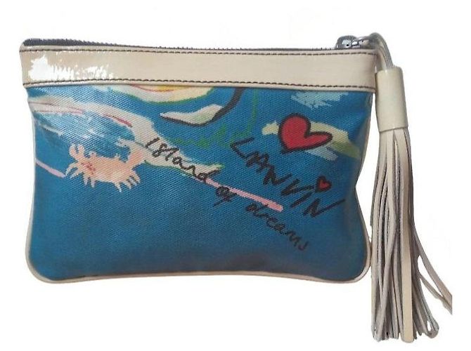 Lanvin Pochette "Island of Dreams" Nero Bianco Blu Giallo - vista 4
