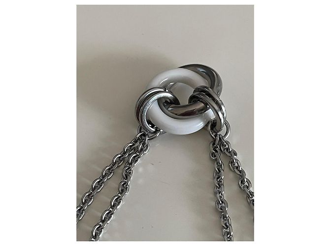 Autre Marque Bracciale a catena Lotus in argento e ceramica bianca Bianco - vista 2