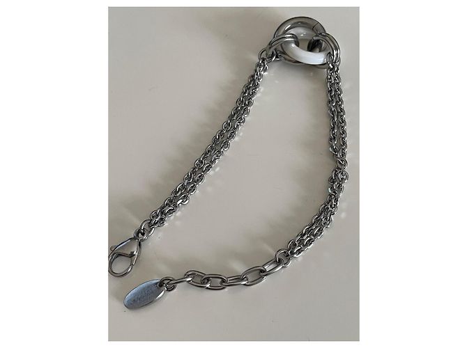 Autre Marque Bracciale a catena Lotus in argento e ceramica bianca Bianco - vista 4