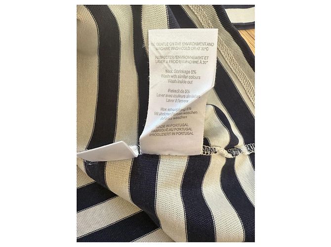 Ganni Top de manga larga a rayas de algodón Blanco Azul marino - vista 10