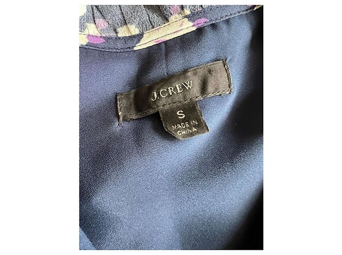 Autre Marque J. Crew Midi-Kleid Marineblau Blumenprint Weiß Lila Dunkelblau - Ansicht 4