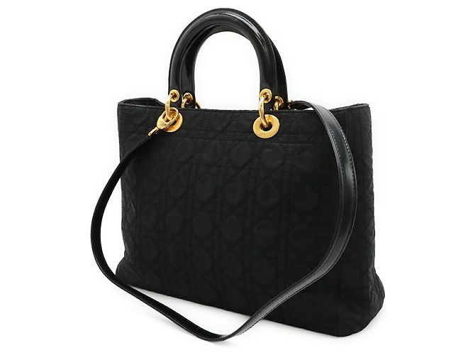 Borsa 2way Christian Dior Lady Dior Cannage Nylon Nero - vista 2