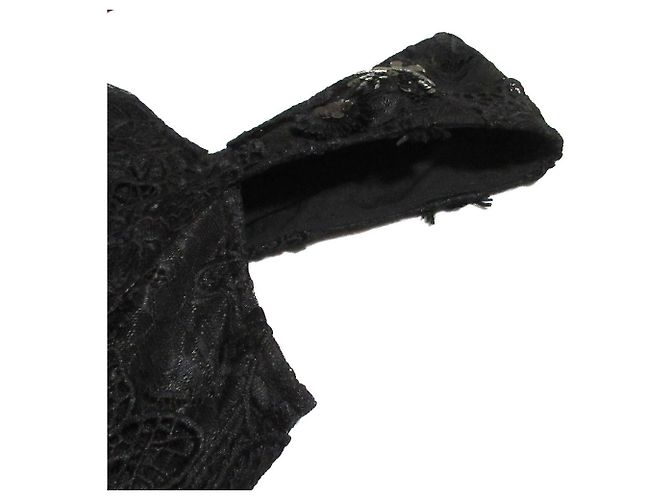 Autre Marque Top de tul bordado con diagrama Negro - vista 4