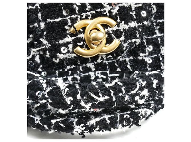 Timeless Mini borsa a tracolla con catena in tessuto CHANEL Nero - vista 7