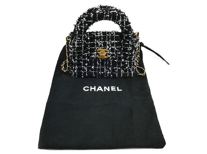 Timeless Mini borsa a tracolla con catena in tessuto CHANEL Nero - vista 9