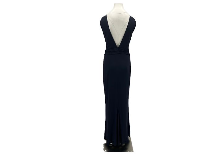 Chanel Langes Kleid marineblau - Ansicht 2