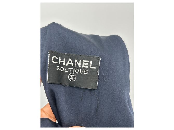 Chanel Langes Kleid marineblau - Ansicht 6