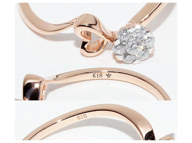 Autre Marque Anello a Fiore con Diamanti Au750 Rosa - vista 4