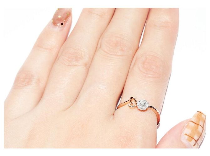 Autre Marque Anello a Fiore con Diamanti Au750 Rosa - vista 5