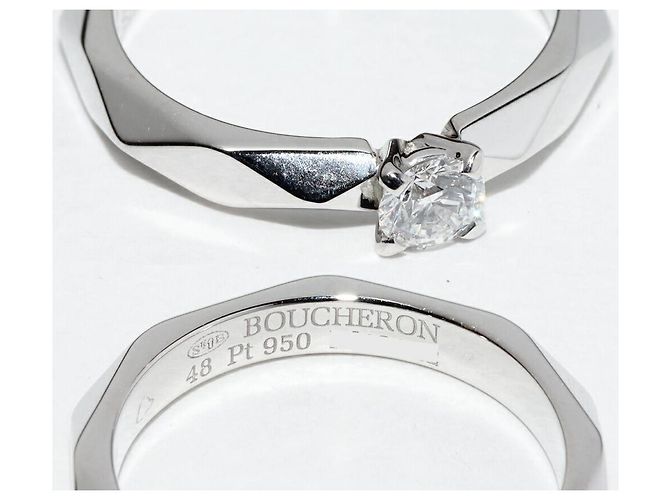 Boucheron Facette Pt950 Diamond Ring Größe 8 Silber - Ansicht 5