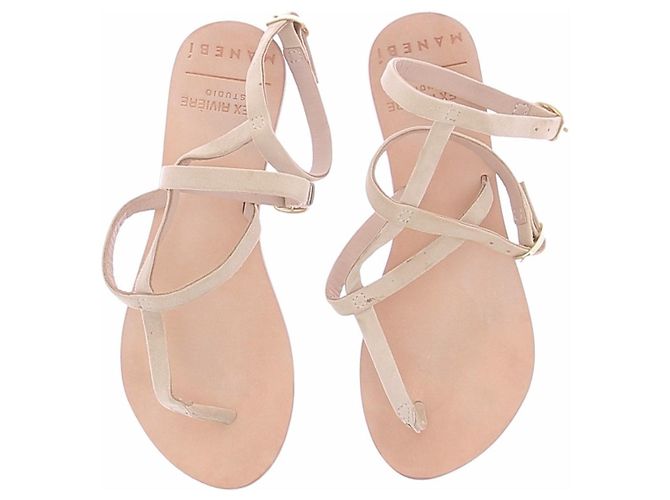 Manebi Sandali beige in scamosciato - vista 4