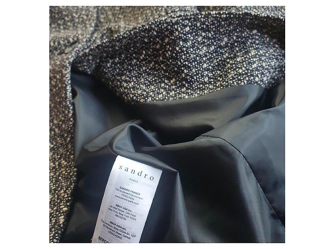 Cappotto in Tweed Sandro Paris Nero Bianco D'oro - vista 7