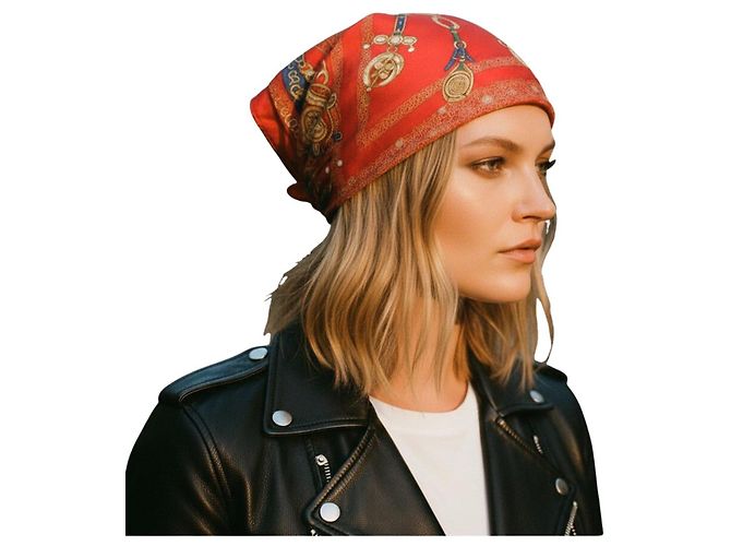 Céline Celine Baumwoll-Halstuch mit Reitmotiv Weiß Rot Blau Golden - Ansicht 6