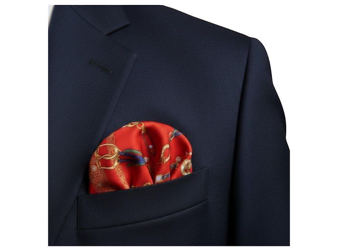 Céline Celine Baumwoll-Halstuch mit Reitmotiv Weiß Rot Blau Golden - Ansicht 7