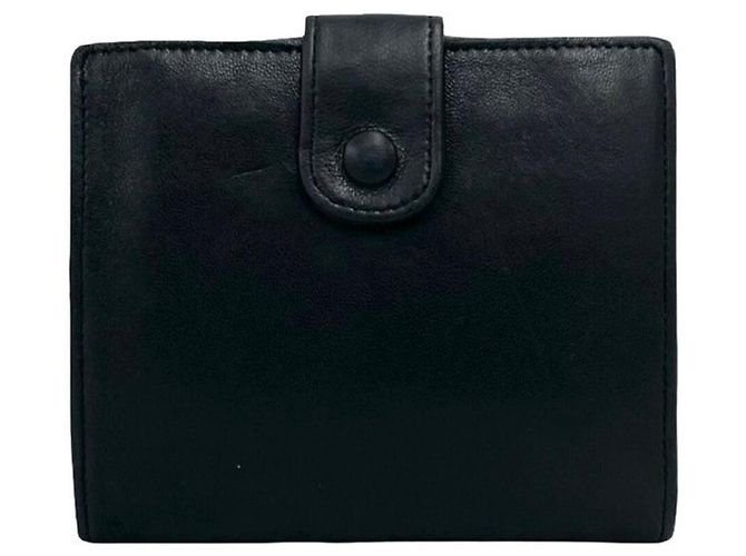 Portefeuille bi-fold Chanel Vintage Coco Mark en cuir agneau Noir - vue 2