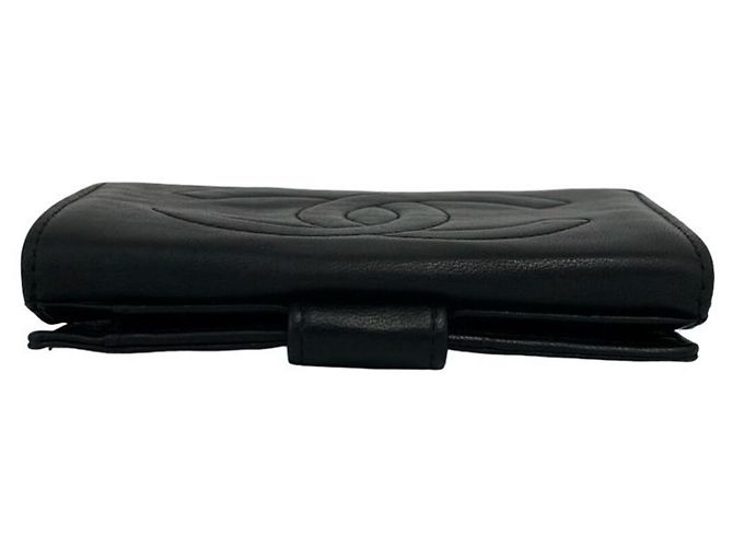 Portefeuille bi-fold Chanel Vintage Coco Mark en cuir agneau Noir - vue 3