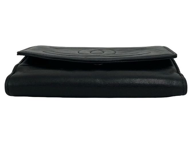 Portefeuille bi-fold Chanel Vintage Coco Mark en cuir agneau Noir - vue 6