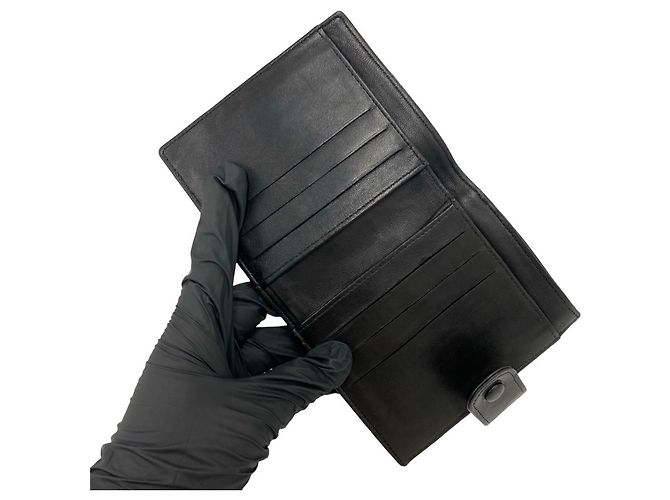 Portefeuille bi-fold Chanel Vintage Coco Mark en cuir agneau Noir - vue 7