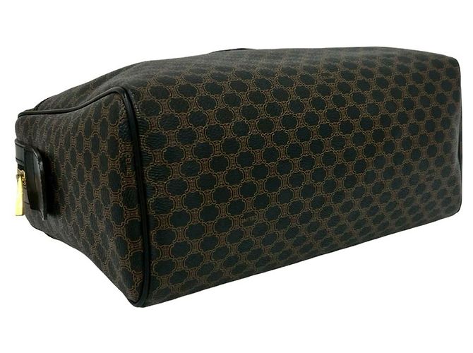 Céline Celine Vintage Macadam Blazon Pattern Lederhandtasche Braun Schwarz - Ansicht 7