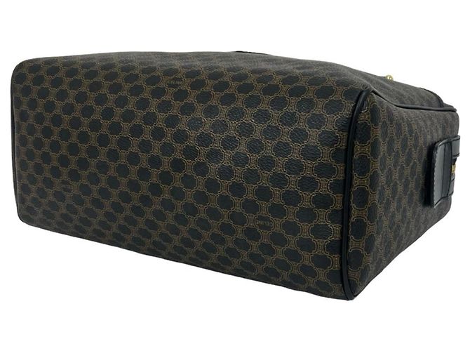 Céline Celine Vintage Macadam Blazon Pattern Lederhandtasche Braun Schwarz - Ansicht 8