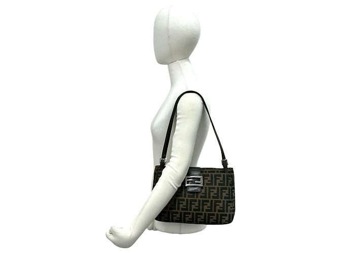 Fendi Vintage Zucca FF Pattern Handtasche Braun Schwarz - Ansicht 2