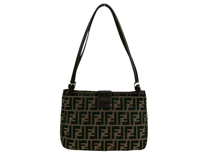 Fendi Vintage Zucca FF Pattern Handtasche Braun Schwarz - Ansicht 3