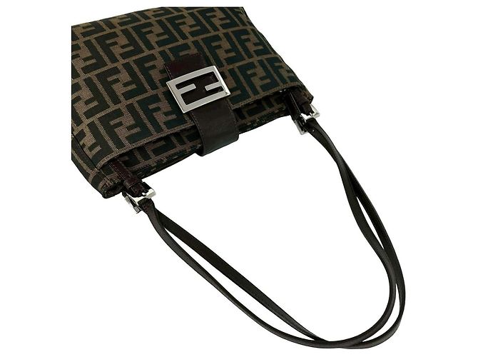 Fendi Vintage Zucca FF Pattern Handtasche Braun Schwarz - Ansicht 4